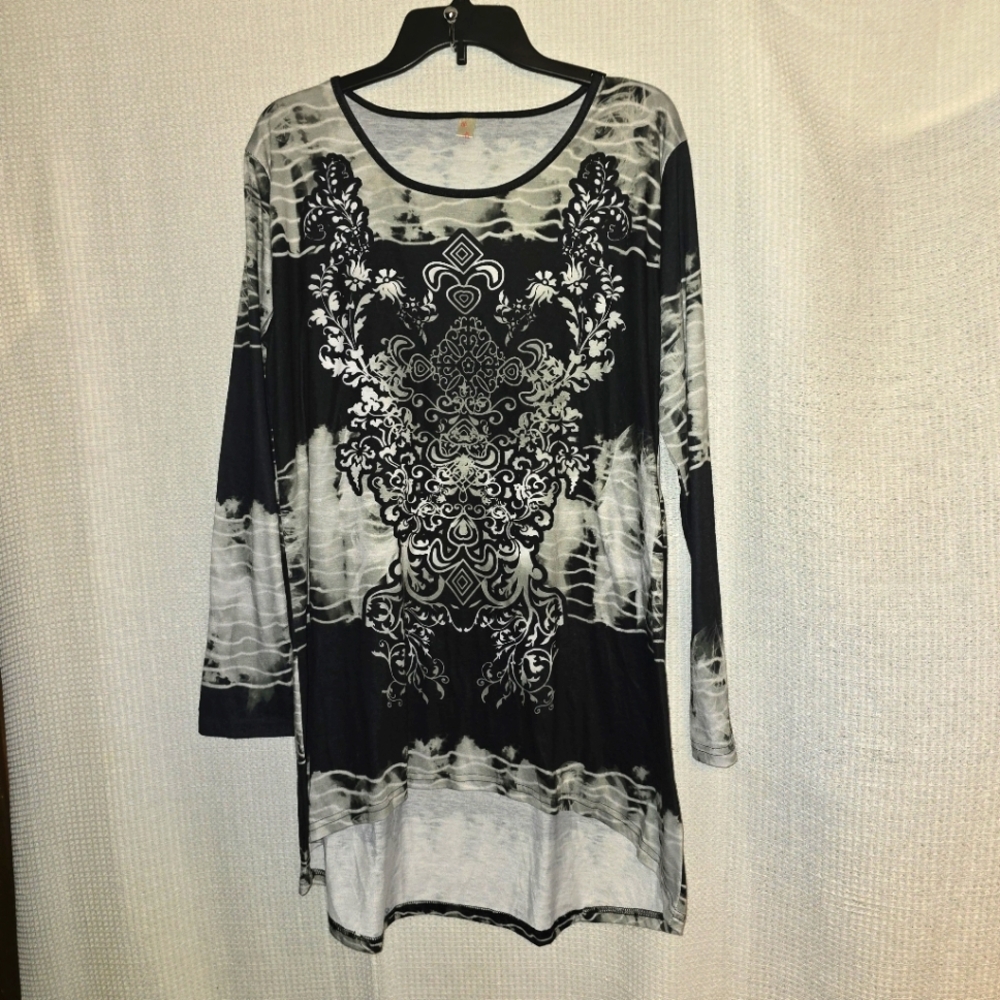 Elfin Multicolored Women's Tunic Mini Dress Slim Fit 3XL Floral Abstract Design